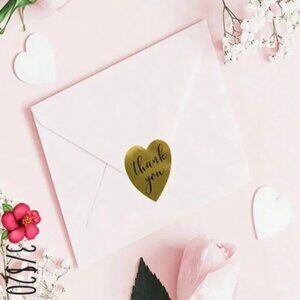50 Thank You Stickers Heart Gold Stickers Easy Peel!!! 🌺 3/$20